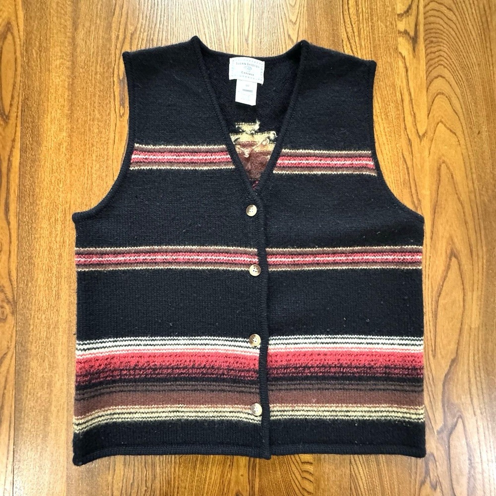 Vintage 90s Susan Bristol Casuals Southwestern Navajo Wool Sweater Vest Size M